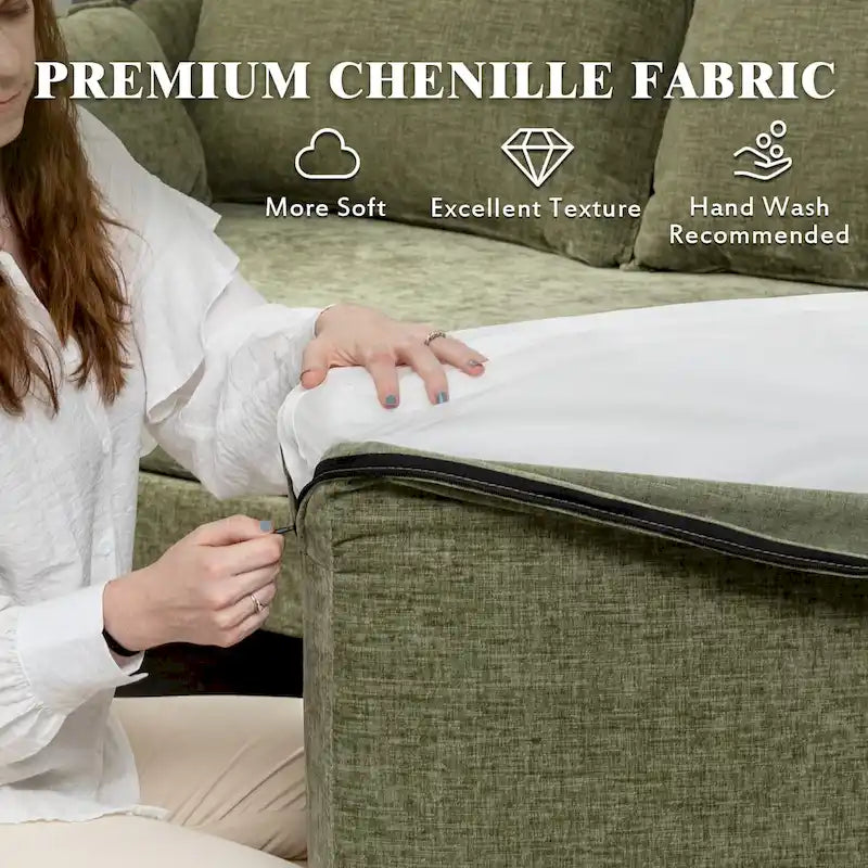 Sofá seccional en forma de U de 6 plazas, sofá cama reversible en diseño moderno de chenilla, con chaise longue y otomana