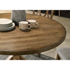 Mesa de comedor de madera de 5 piezas con respaldo en cruz