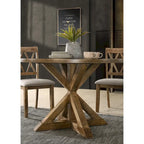 Mesa de comedor de madera de 5 piezas con respaldo en cruz