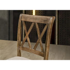 Mesa de comedor de madera de 5 piezas con respaldo en cruz