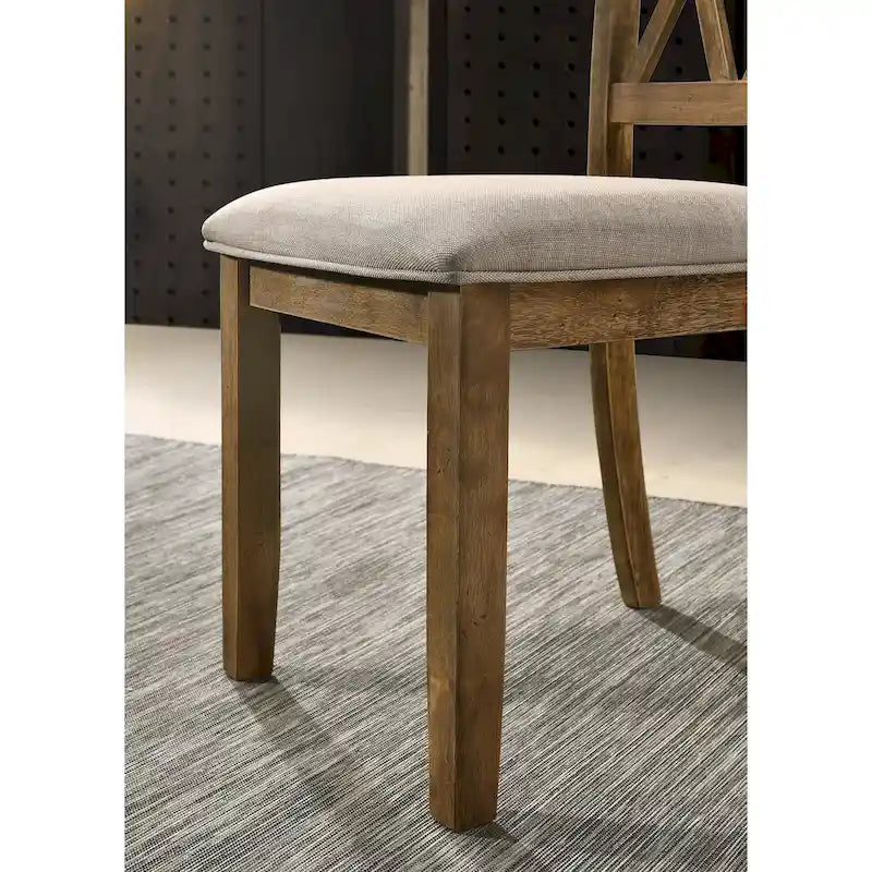 Mesa de comedor de madera de 5 piezas con respaldo en cruz