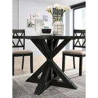 Mesa de comedor de madera de 5 piezas con respaldo en cruz