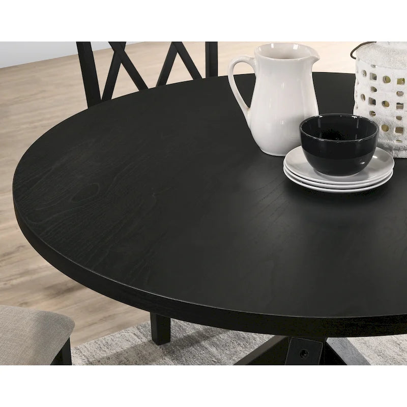 Mesa de comedor de madera de 5 piezas con respaldo en cruz