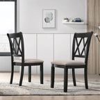 Mesa de comedor de madera de 5 piezas con respaldo en cruz
