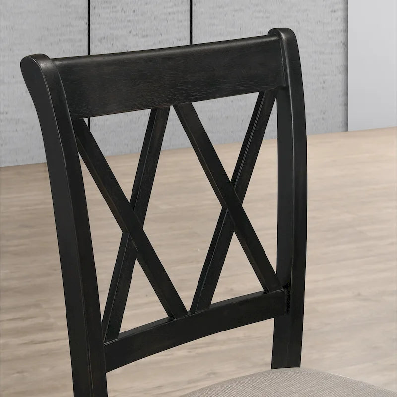 Mesa de comedor de madera de 5 piezas con respaldo en cruz