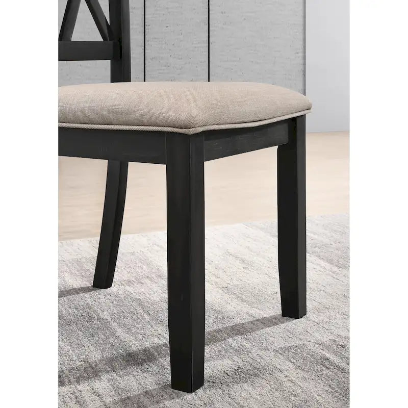 Mesa de comedor de madera de 5 piezas con respaldo en cruz