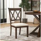 Mesa de comedor de madera de 5 piezas con respaldo en cruz