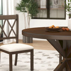 Mesa de comedor de madera de 5 piezas con respaldo en cruz