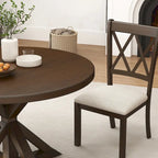 Mesa de comedor de madera de 5 piezas con respaldo en cruz