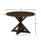 Mesa de comedor de madera de 5 piezas con respaldo en cruz