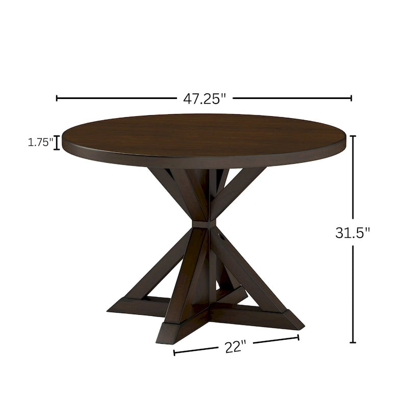 Mesa de comedor de madera de 5 piezas con respaldo en cruz