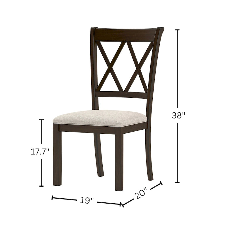 Mesa de comedor de madera de 5 piezas con respaldo en cruz