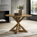 Mesa de comedor de madera de 5 piezas con respaldo en cruz