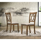 Mesa de comedor de madera de 5 piezas con respaldo en cruz
