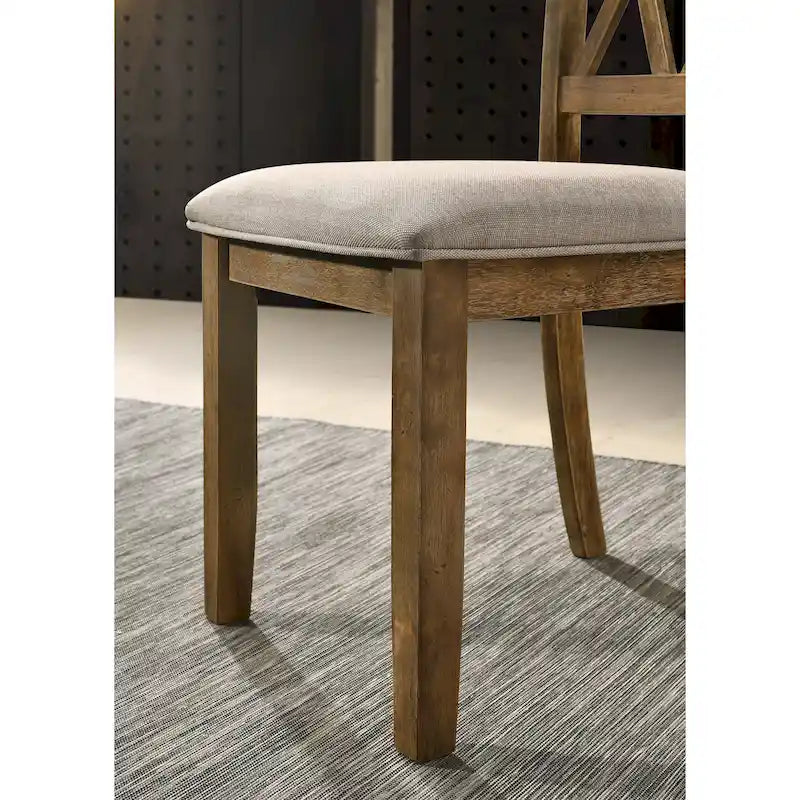 Mesa de comedor de madera de 5 piezas con respaldo en cruz
