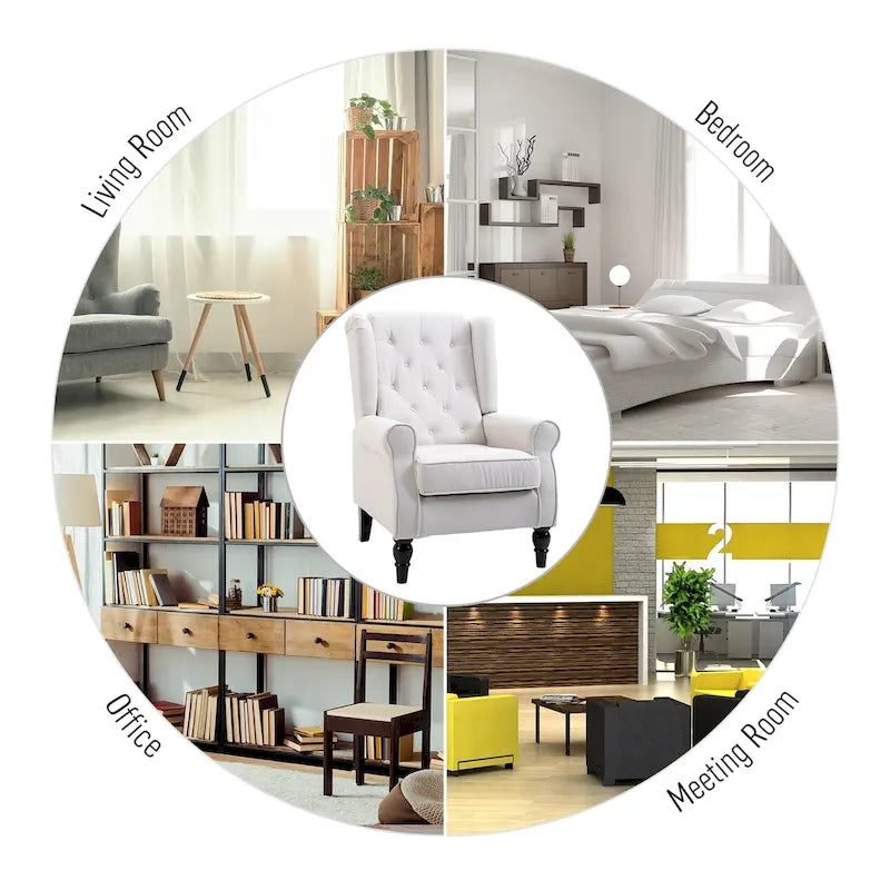 Sillón decorativo tapizado con patas de madera