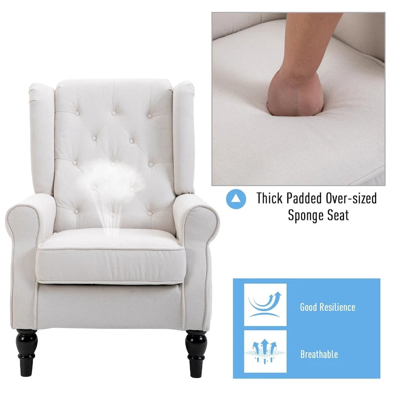 Sillón decorativo tapizado con patas de madera