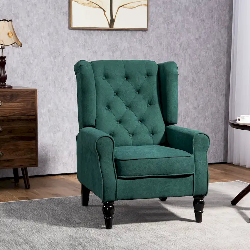 Sillón decorativo tapizado con patas de madera