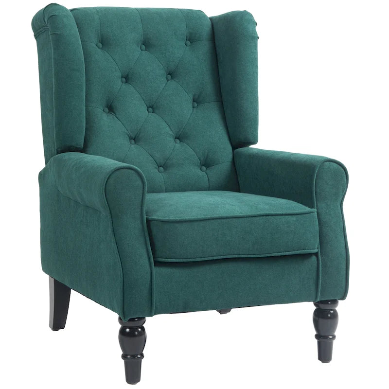 Sillón decorativo tapizado con patas de madera