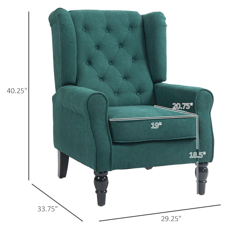 Sillón decorativo tapizado con patas de madera