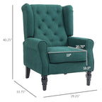 Sillón decorativo tapizado con patas de madera