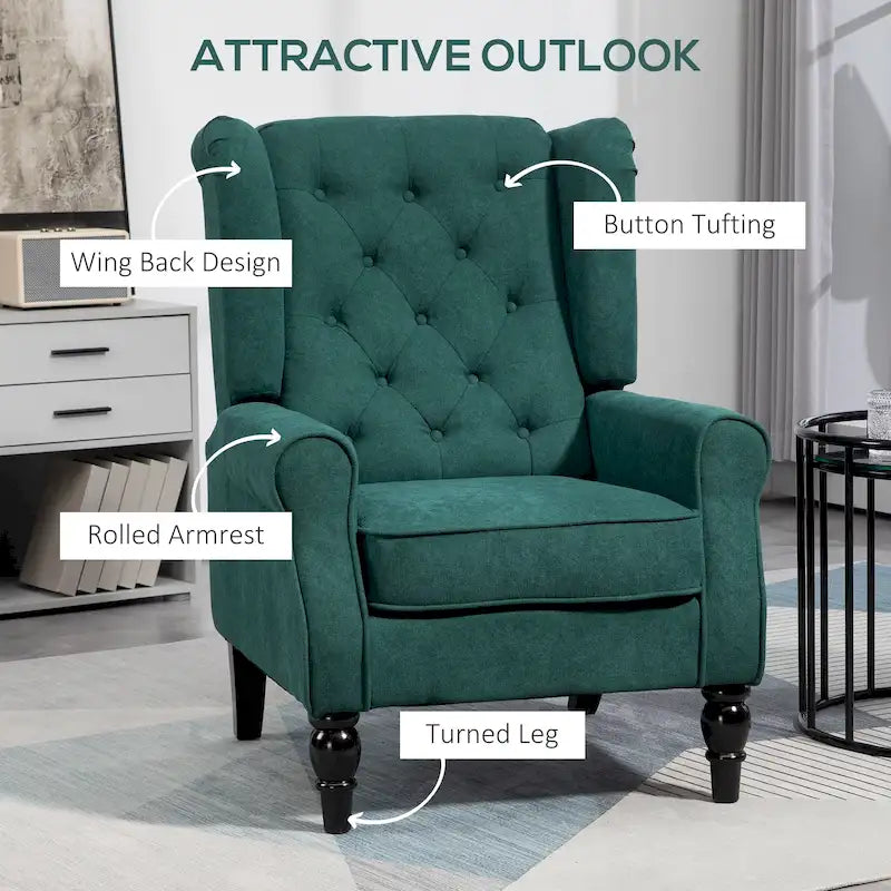 Sillón decorativo tapizado con patas de madera