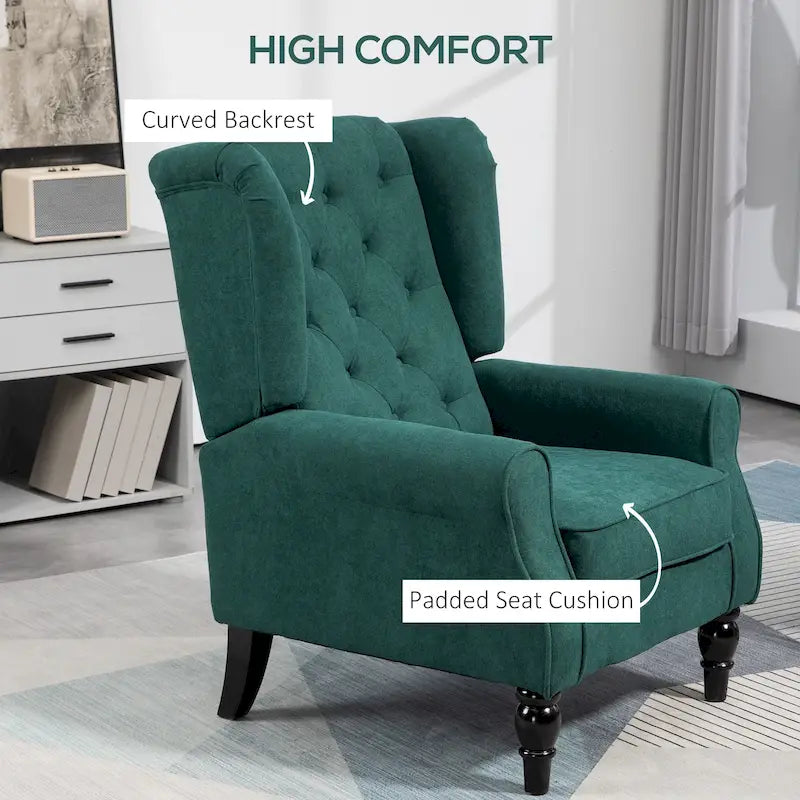 Sillón decorativo tapizado con patas de madera