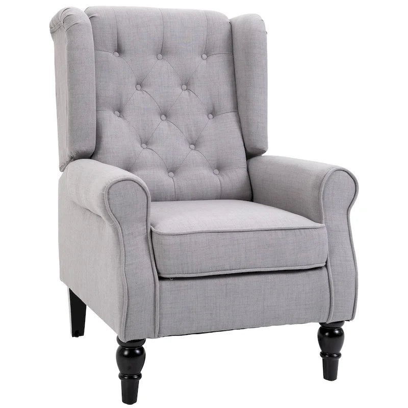 Sillón decorativo tapizado con patas de madera