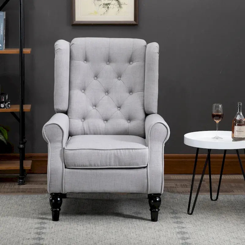 Sillón decorativo tapizado con patas de madera