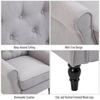 Sillón decorativo tapizado con patas de madera