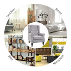 Sillón decorativo tapizado con patas de madera