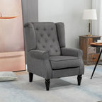 Sillón decorativo tapizado con patas de madera
