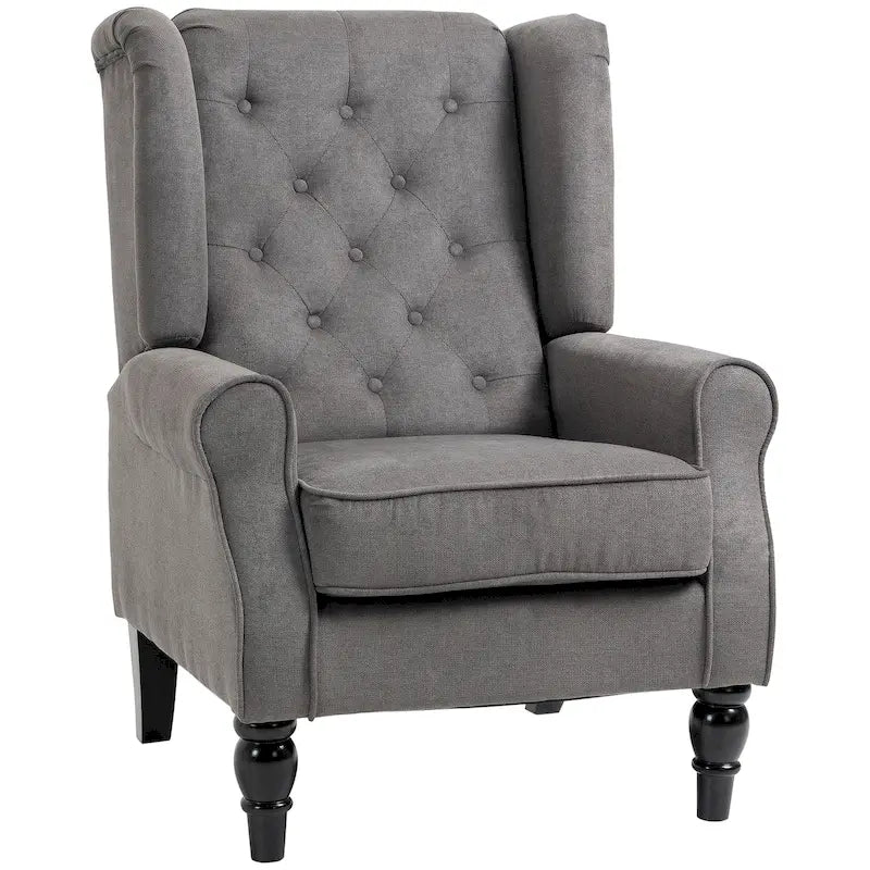 Sillón decorativo tapizado con patas de madera