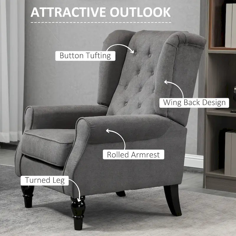 Sillón decorativo tapizado con patas de madera