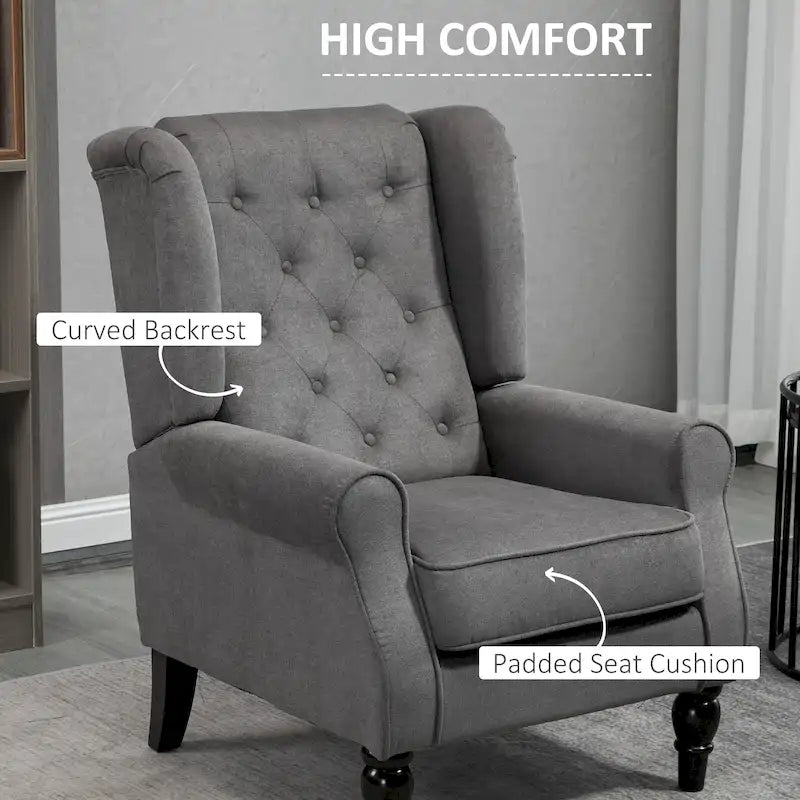 Sillón decorativo tapizado con patas de madera
