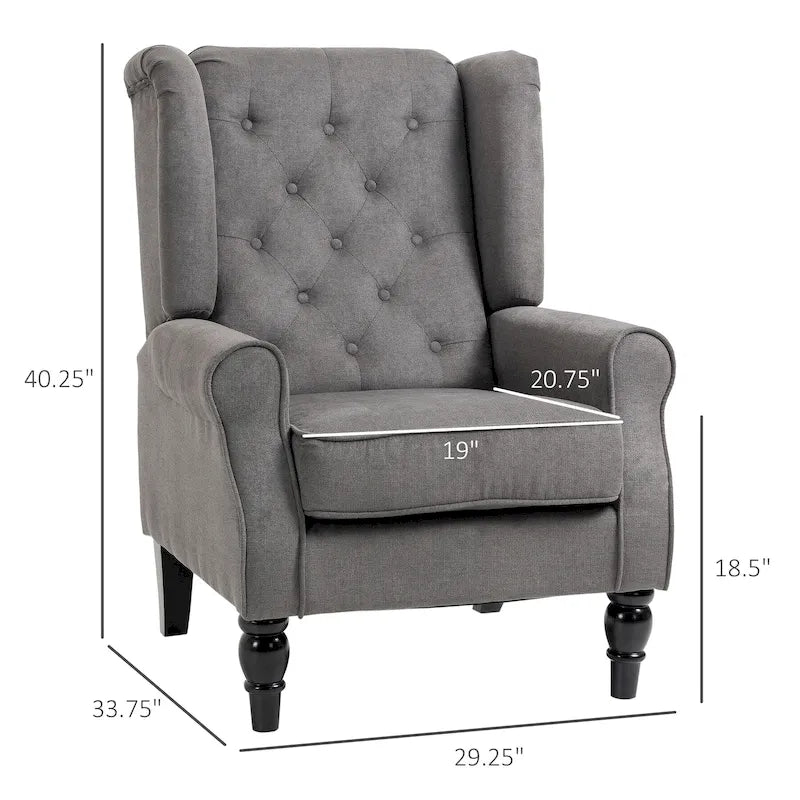 Sillón decorativo tapizado con patas de madera