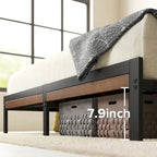 Estructura de cama con plataforma de bambú marrón y metal