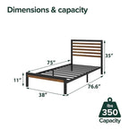 Estructura de cama con plataforma de bambú marrón y metal