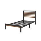 Estructura de cama con plataforma de bambú marrón y metal