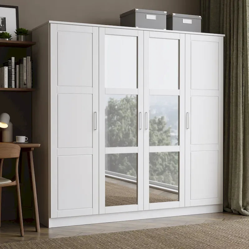 Armario de puerta con puertas de madera maciza o con espejo