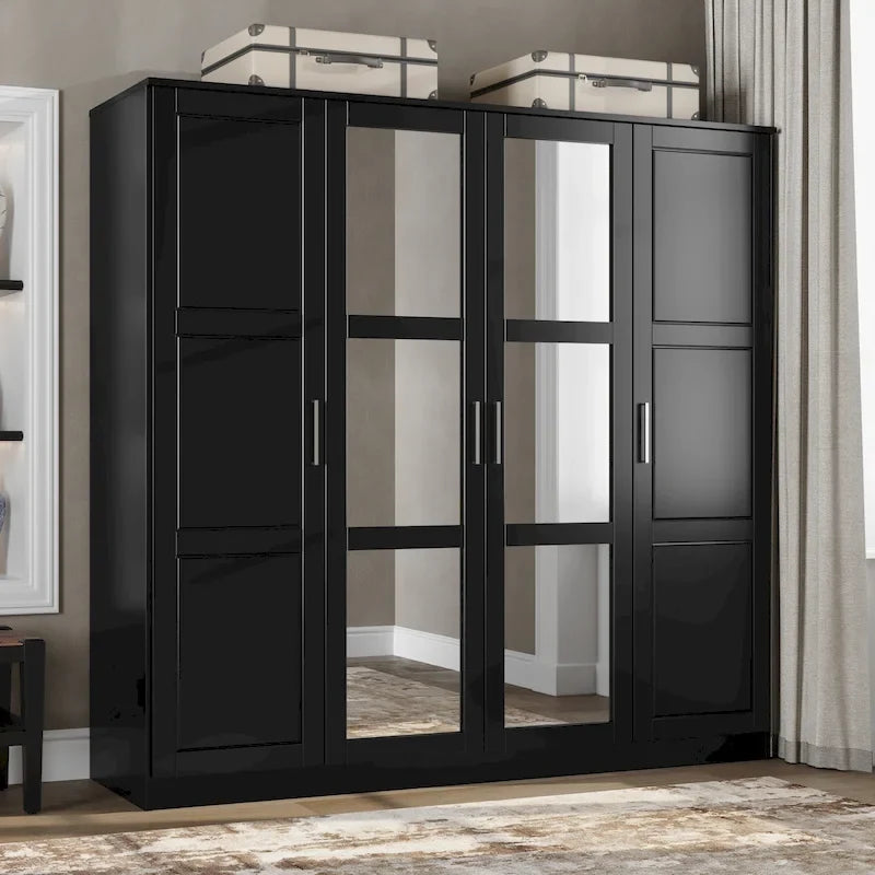 Armario de puerta con puertas de madera maciza o con espejo