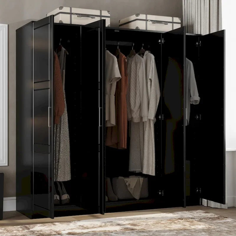 Armario de puerta con puertas de madera maciza o con espejo