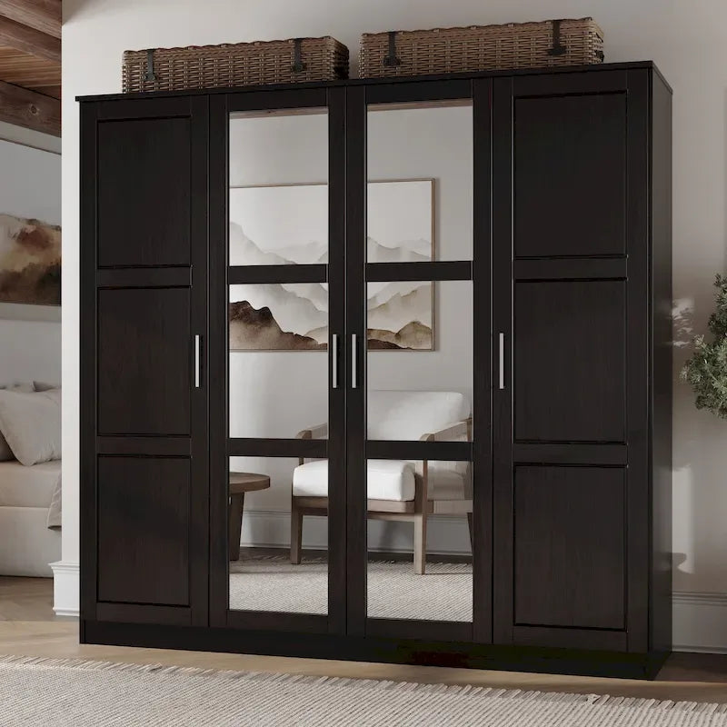 Armario de puerta con puertas de madera maciza o con espejo
