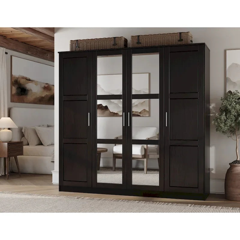Armario de puerta con puertas de madera maciza o con espejo