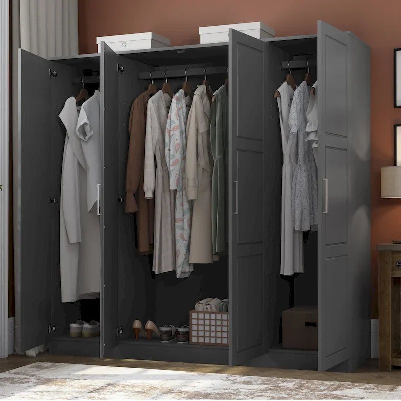Armario de puerta con puertas de madera maciza o con espejo