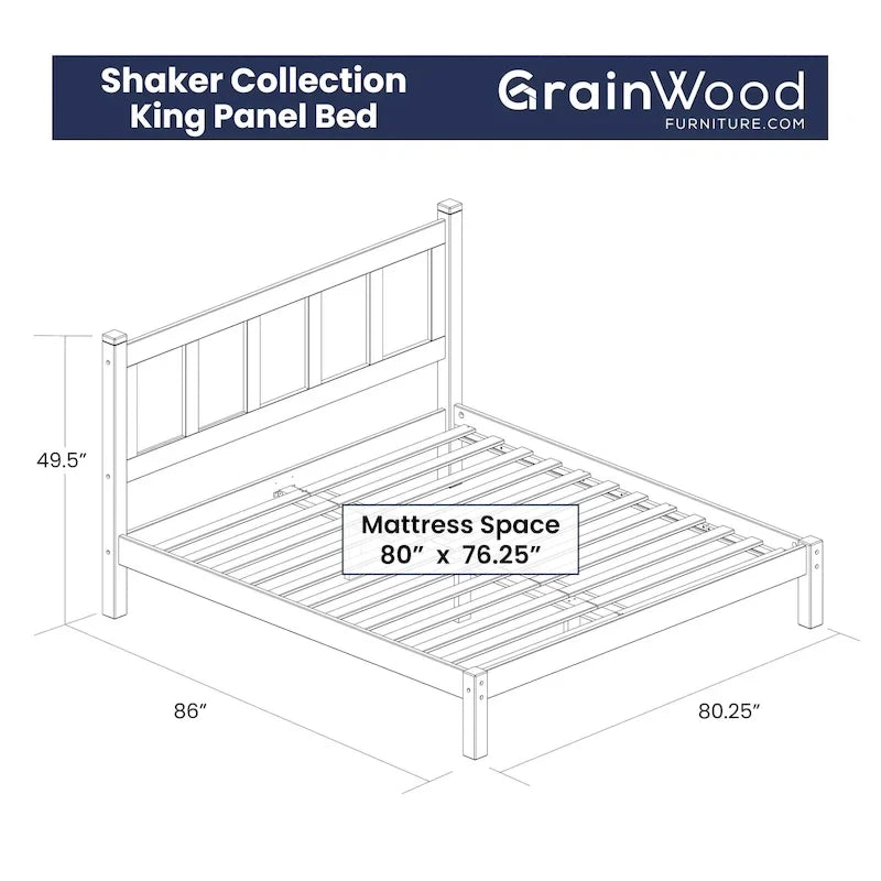 Cama tipo plataforma de paneles de madera maciza