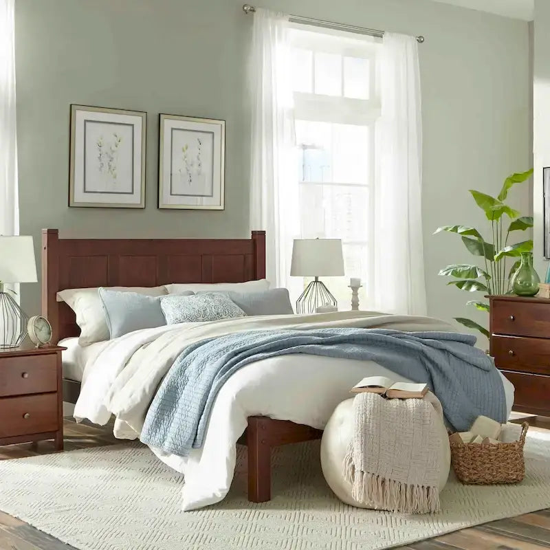 Cama tipo plataforma de paneles de madera maciza