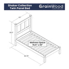 Cama tipo plataforma de paneles de madera maciza