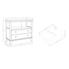 Mesita de noche de madera artesanal con 2 cajones y estante abierto