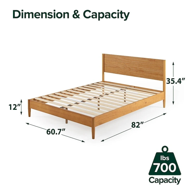Estructura de cama de plataforma de madera de mediados de siglo